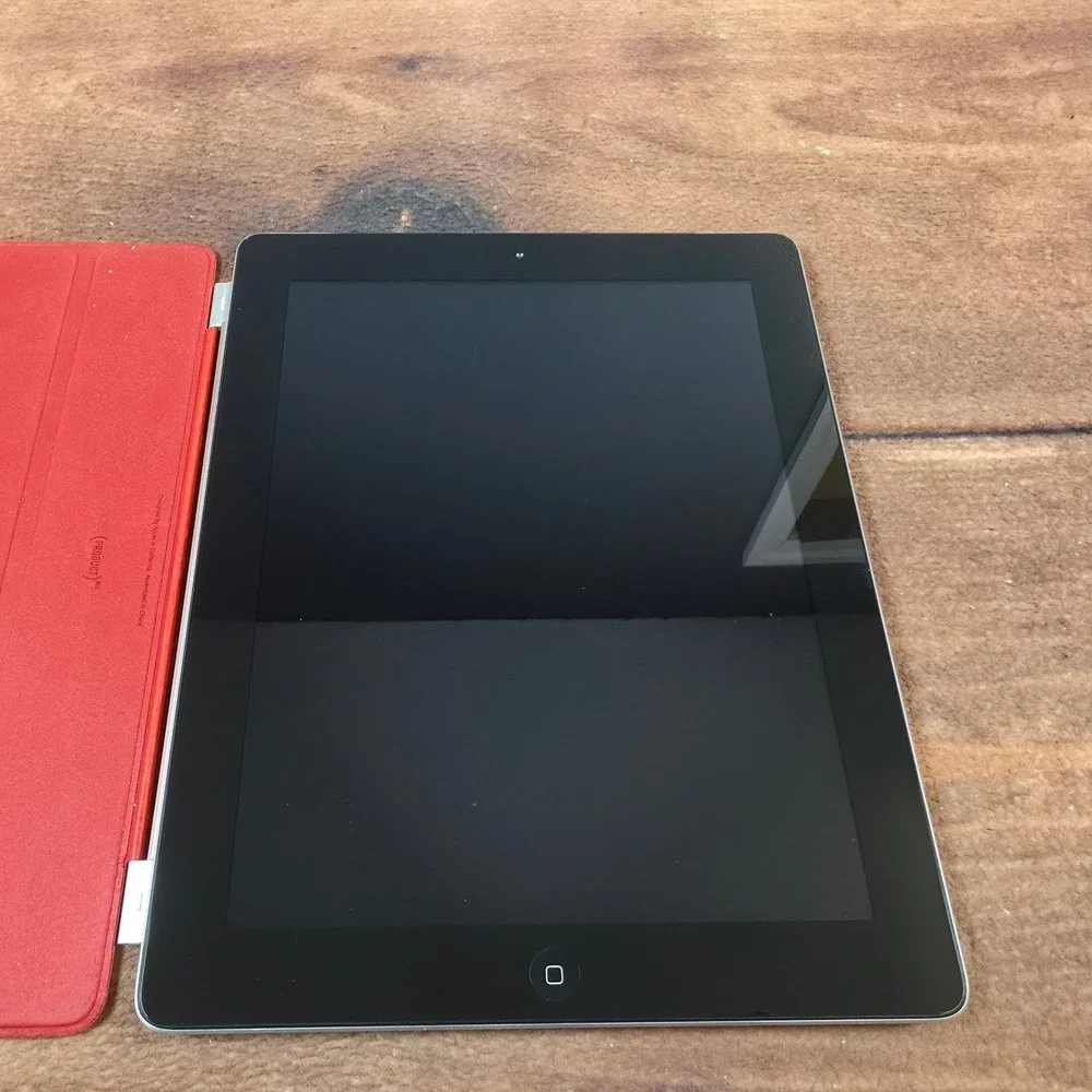 Apple iPad 2 A1396 16GB Silver Good RED Cover For Parts/ Repair